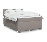 Hoopleep Lit à sommier tapissier taupe avec matelas, 160 x 200 cm, grand lit, plateforme rembourrée en tissu, matelas à ressorts ensachés et surmatelas, tête de lit incluse pour chambre à coucher