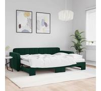 Hoopleep Lit de jour extensible 80 x 200 cm, velours vert foncé, canapé-lit 2 en 1 avec 2 matelas en mousse, cadre en métal et bois robuste pour chambre d'amis, polyvalent, peu encombrant