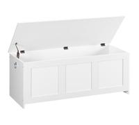 HOORBO Coffre de Rangement, Coffre avec charnière de sécurité, Banc de Rangement, Boîte à Jouets avec Couvercle Rabattable, Boite Polyvalente pour, Chambre, Salon, Blanc EWT141CW01