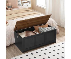 HOORBO Coffre de Rangement, Coffre avec charnière de sécurité, Banc de Rangement, Boîte à Jouets avec Couvercle Rabattable