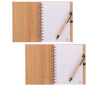 HOOTNEE 2 Ensembles Bloc-notes à Spirale en Bambou, Cahier de Bureau | Papier, Marque-page, Style Simple et Élégant, pour Étudiants et Personnels de Bureau