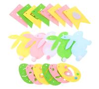 HOOTNEE 3 Pièces Guirlande de Pâques en Feutre Lapins et Œufs, Décoration Charmante Facile à Assembler pour Fêtes à Thème et Arrière-plan Photo
