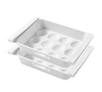 HOOTNEE Boîte de Rangement à Tiroir pour Œufs et Fruits, 2pcs, Matériau Pp Blanc, Design Coulissant pour Réfrigérateur à Domicile, Stockage Pratique et Ordonné