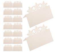 HOOTNEE Cartes de Placement Flocons de Neige en Papier Cartonné Beige Pliées - 50 Cartes Nom pour Buffet et Mariage - Accessoires de Table Légers et Durables pour Événements d’Hiver