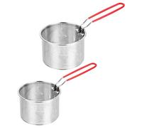 HOOTNEE Panier en treillis métallique pour la cuisine 2 pcs, panier de frites en acier inoxydable 304 rond avec poignée amovible, passoire à pâtes pour cuisine et barbecue