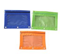 HOOTNEE Pochette de rangement détachable en tissu Oxford, lot de 3 trousse à crayons transparentes pour classeur 3 anneaux, utilisation facile, idéale pour documents et accessoires