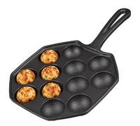 HOOTNEE Poêle à Takoyaki en Fonte 12 Cavités, Moule à Pieuvres pour Cuisson au Four, Rétention de Chaleur et Facile à Utiliser, Pâtisserie Japonaise