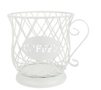 HOOTNEE Porte-capsules de Café en Métal, Panier Blanc Cuisine | Grande Capacité, Style Européen Simple, Usage pour Station Café, Biscuits, Fruits et Collations