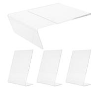 HOOTNEE Porte-cartes pour présentoir de table Acrylique T-shape Transparent 4 pièces 15 x 10 cm pour menu et QR code, support compact pour affichage de carte et signalétique de restaurant