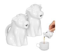 HOOTNEE Pot à Crème en Céramique 2 Pièces Forme Animal Poignée, Crémier Multifonctionnel pour Usage Quotidien en Restaurant