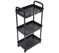 HOOTNEE PP Chariot de Rangement Roulant Noir à Trois Niveaux | Capacité Raisonnable, Stockage Facile, Structure Multi-niveaux, Usage Balcon et Toilettes, Format Compact