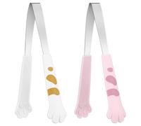 HOOWIFFY 2pièces Pinces à Aliments Acier Inoxydable Pinces de Cuisine Forme Patte de Chat Résistantes Chaleur pour Salade Barbecue et Steak Accessoires Pratiques pour Couleur Aléatoire