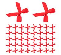 HOOWIFFY 50 Pièces Mini Nœuds Ruban en Satin Rouge, Décorations Élégantes et Faciles à Appliquer pour Emballage Présent et Loisirs Créatifs