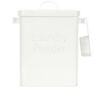 HOOWIFFY Boîte à Lessive en Poudre Blanche Petite Taille avec Couvercle et Pelle Doseuse, Conteneur de Buanderie en Fer Résistant pour Rangement Ménager, Bac de Rangement pour Détergent
