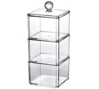 HOOWIFFY Boîte de Rangement pour Cotons à Démaquiller et Boîte de Rangement pour Cure-Dents en Acrylique avec Couvercle, Empilable, Design Transparent Élégant pour Coiffeuse et Salle