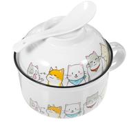 HOOWIFFY Bol à Ramen en Céramique avec Couvercle et Cuillère, Grand Bol Résistant pour Soupe Chaude, pour Repas Maison et Étudiants