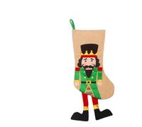 HOOWIFFY Chaussettes de Noël pour Garçon et Filles en Lin Charmant Sachet Cadeau Vertes Motif Soldat Casse-Noisette pour Décorations et Fêtes de Noël