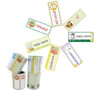 HOOWIFFY Étiquettes Autocollantes Nominatives 4 Rouleaux 300 Pièces Design Auto-adhésif Facile à Appliquer et Enlever en Rouleaux pour Garçon et Filles pour Garderies et Camping
