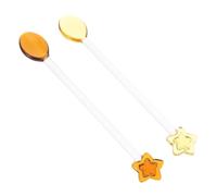 HOOWIFFY Lot de 2 Petites Cuillères à Café en Verre avec Manche Long, Tête Ronde Élégante, Résistantes aux Taches, pour Mélanger Café, Desserts et Présentation la Maison