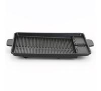 HOOWIFFY Plaque de Cuisson Antiadhésive Noire en Alliage D'aluminium Portable Encoches Anti-fuite D'huile Légère et Facile à Transporter pour Barbecue, Camping et Usage Ménager