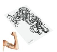 HOOWIFFY Tatouage Temporaire Dragon Noir pour Bras et Corps, Autocollant Corporel en Papier Transfert, Longue Tenue et Facile à Enlever, pour Club et Boîte de Nuit