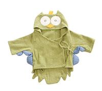 Hooyi Peignoir de bain à capuche motif hibou vert bébé pour fille (vert, taille S (90 cm)