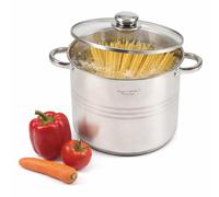HOOZ Faitout universel en acier inoxydable avec couvercle en verre - Diamètre 26 cm - Grand volume 11 l - Pour induction gaz vitrocéramique électrique - Soupes, pâtes, viande et légumes - Marmite