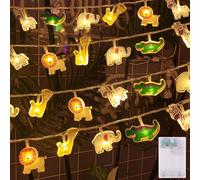 Hopelit Guirlande lumineuse de 1,5 m à 10 LED, motif animal, étanche, avec minuteur, veilleuse pour chambre d'enfant, garçon et fille, lit de maison, cadeau d'anniversaire, décoration de fête