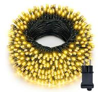 Hopelit Guirlande Lumineuse Extérieure 60m 600 LED Blanc Chaud, 8 Modes avec Prise 31V-6W, Mémoire et Minuterie, Étanche IP44, Câble vert Foncé, Idéale pour Mariage, Fête, Jardin, Noël