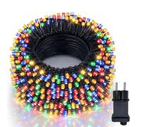 Hopelit Guirlande Lumineuse Extérieure 60m 600 LED Multicolore, 8 Modes avec Prise 31V-6W, Mémoire et Minuterie, Étanche IP44, Câble vert Foncé, Idéale pour Mariage, Fête, Jardin, Noël