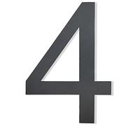 Hopelit Numéro de maison, anthracite RAL 7016, gris anthracite, structure fine, revêtement par pulvérisation, numéro de maison, hauteur 20 cm, inscription Arial - chiffre 4