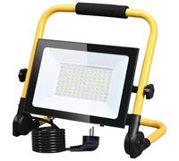 Hopelit Projecteur de chantier LED 100 W blanc froid, lampe de chantier LED avec prise antidérapante, support pliable, étanche IP66, pour réparation automobile, garage, chantier