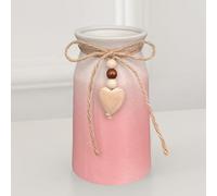 HOPEME Vase en céramique de 15,2 cm avec corde de jute et breloque en forme de cœur, décoration rustique et bohème, vase rose pour fleurs, herbe de la pampa et fausse verdure
