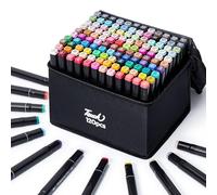 Hopesky 120 Couleurs Marqueurs à Base d'Alcool - Set de Marqueurs Art à Double Pointe pour Coloriage, Dessin et Peinture, Pointe Fine et Biseautée avec Boîte de Rangement pour Artistes Adultes