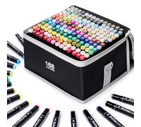 Hopesky 168 Couleurs Marqueurs à Base d'Alcool - Set de Marqueurs Art à Double Pointe pour Coloriage, Dessin et Peinture, Pointe Fine et Biseautée avec Étui de Transport pour Artistes Adultes