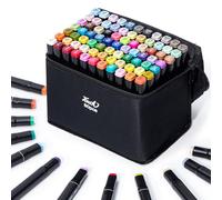 Hopesky 80 Couleurs Marqueurs à Base d'Alcool - Set de Marqueurs Art à Double Pointe pour Coloriage, Dessin et Peinture, Pointe Fine et Biseautée avec Boîte de Rangement pour Artistes Adultes