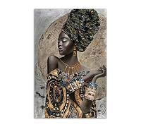HOPNRU Graffiti noir femme sur toile femme africaine Portrait affiche mur Art photo impression toile Art peinture moderne maison salon décoration affiche (40x60cm-Sans cadre)