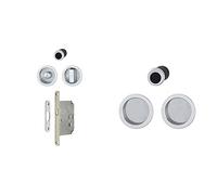 HOPPE 3948032 Porte coulissante Coquillage Set 4920 - avec rosace ronde de serrure WC, verchrsat & 3947849 Porte coulissante Coquillage Set 4920 - Sans Rosace Ronde de Château BL Chromé SAT