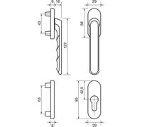HOPPE Demi-garniture de porte de balcon LIÈGE - extérieur plat, bronze