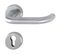 Hoppe Poignée de bain avec rosace PZ Cylindre profilé, acier inoxydable mat, 3881018