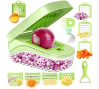 Hopper à légumes multifonctionnels, 17 dans 1, hachoir de légumes de la nourriture Slicer de mandoline avec récipient, pour l'oignon, l'ail, la carotte, la pomme de terre, les fruits