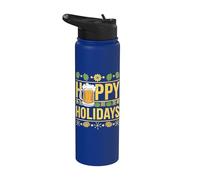 Hoppy Holdiays Jeu de mots amusant pour boire de la bière de Noël Stainless Steel Insulated Water Bottle