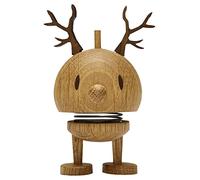 Hoptimist Reindeer Bumble, renne, figurine de Noël, figurine à ressort, décoration scandinave pour le salon, le bureau & la chambre, idée cadeau en chêne FSC, 6,4 x 5,9 x 9,5 cm, petit, chêne