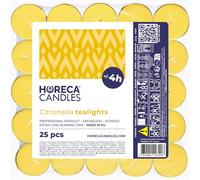 Horeca Candles - Bougies chauffe-plat à la citronnelle - Lot de 25 bougies parfumées - Durée de combustion 4 heures - Éclairage extérieur, balcon, pique-nique, camping