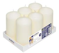 Horeca Candles - Bougies Piliers - Ivoire - Ø 6 x 12 cm - Lot de 6 Bougies Décoratives pour la Maison - Longue Durée 40 Heures - Cire Non Parfumées - Pour la Maison, Mariage, Fêtes et la Restauration