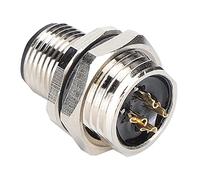Horett Connecteur à Montage sur Panneau M12, Prise IP67 à 4 Broches, évalué | Boîtier en Laiton é, Broches en Laiton plaqué or, Joint en Résine époxy, compatibilité avec Adaptateur de Prise