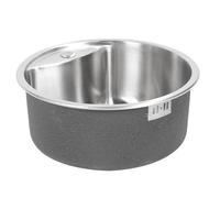 Horett Évier à Barre Ronde 45x45x20cm Cuve Simple en Acier Inoxydable 304 | avec Trou de Robinet, Petit évier de Cuisine Rond pour Toilettes de Bar, Bassin Anti-corrosif
