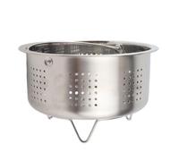 Horett Insert de Cuiseur à Riz avec Poignée de Panier à Vapeur en Acier | Acier Inoxydable épaissi, Bords Lisses, Trous de Vapeur, Pieds Stables, Cuiseur Vapeur pour Légumes, Insert de Casserole,