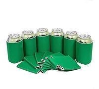 Horett Manchon Refroidisseur de Canette de Bière, Manchon Isolant Boisson, en Néoprène Vierge, Souple, Flexible, Résistant aux Chocs, Réutilisable, Hermétique, Fond Ouvert avec (verte)