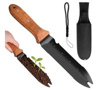 Hori Hori Couteau de Jardin,Couteau de Jardinage Multifonction en Acier Inoxydable à Double Tranchant avec étui et Passant de Ceinture,Bords Dentelé et Droit, pour Planter, Désherber et Couper